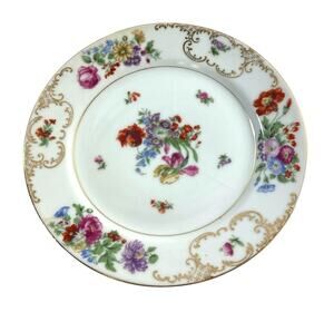 Vintage S.G.K. China Occupied Japan 7.5” Floral Plate Gold Trim 1947-52